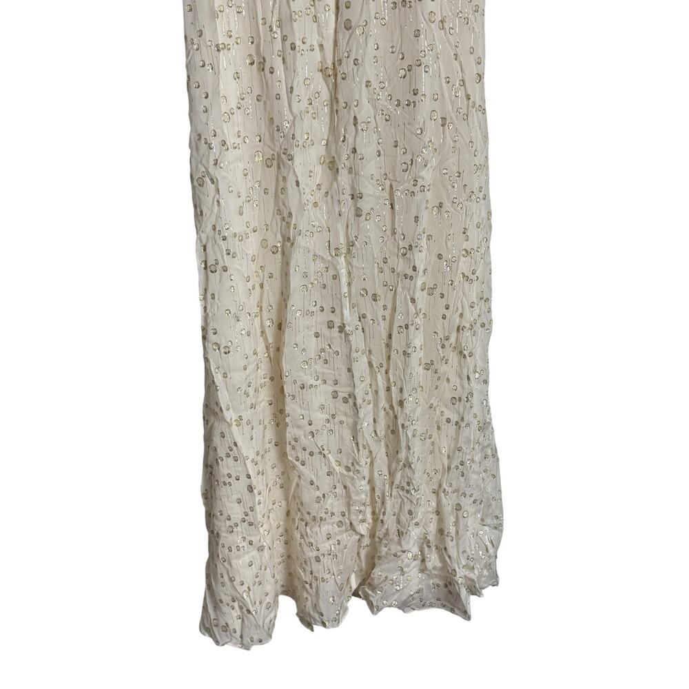Monique Lhuillier White Gold Metallic Draped Coupe Sweetheart  Formal Gown 10 - Picture 13 of 14